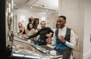Players reacting at casino table